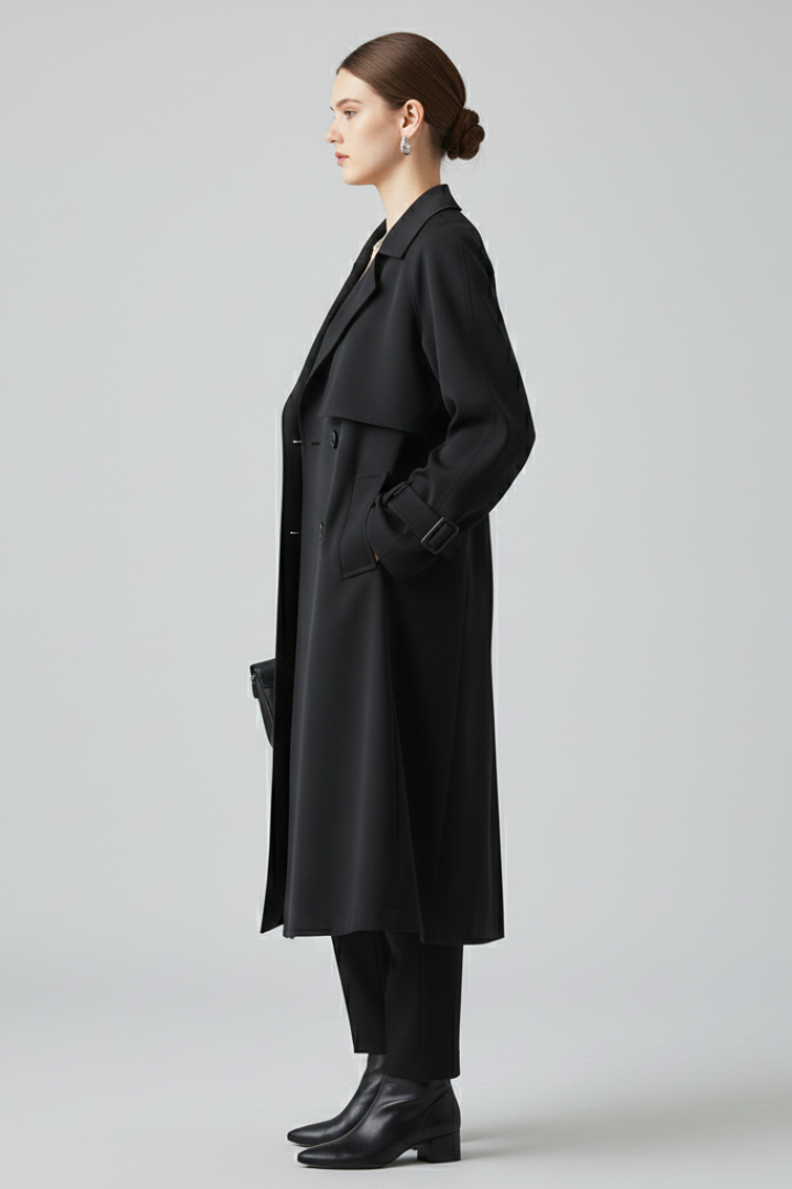 Ellery | Dames Getailleerde Trenchcoat – Jas met Reverskraag en Dubbele Knoopsluiting
