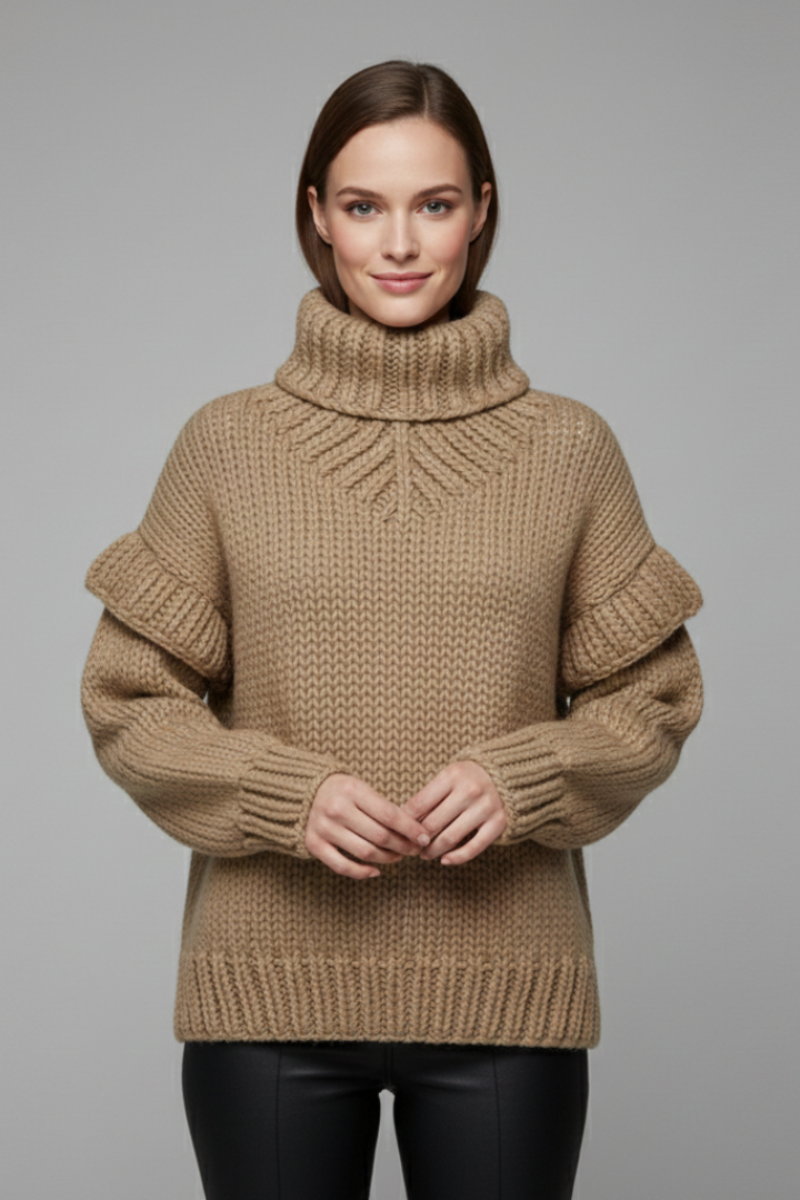 Safielle | Geribde coltrui voor dames – oversized pasvorm, lange mouwen
