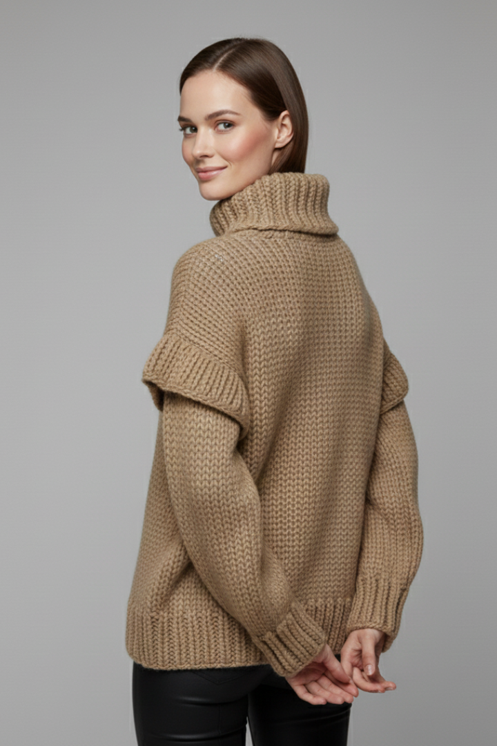 Safielle | Geribde coltrui voor dames – oversized pasvorm, lange mouwen