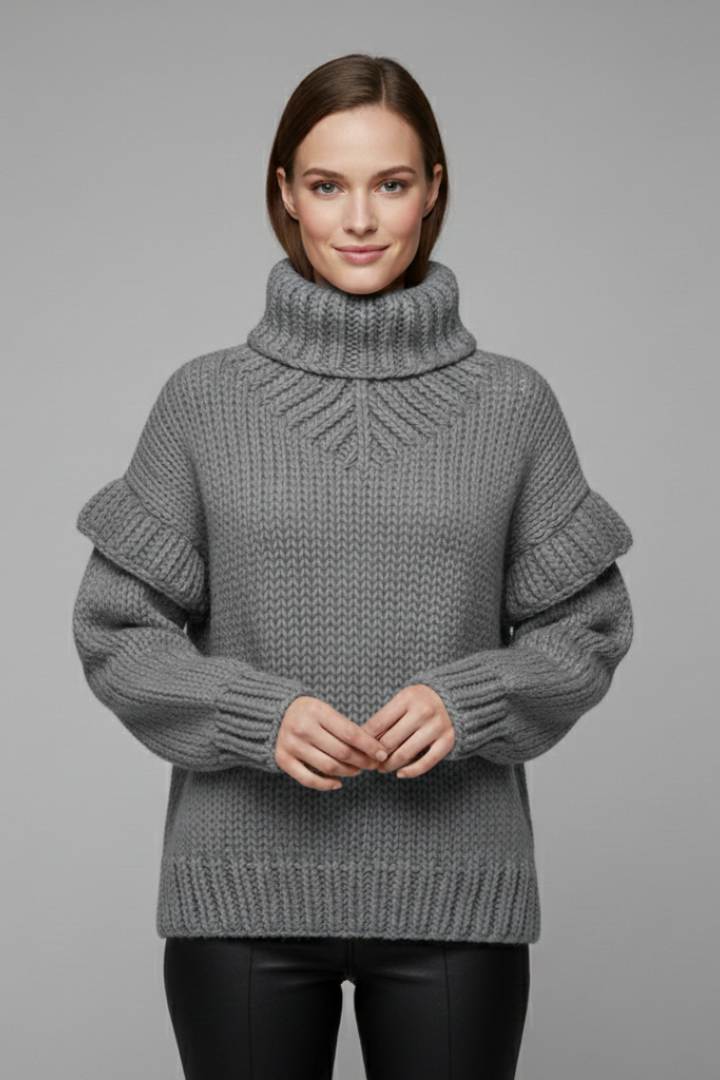 Safielle | Geribde coltrui voor dames – oversized pasvorm, lange mouwen