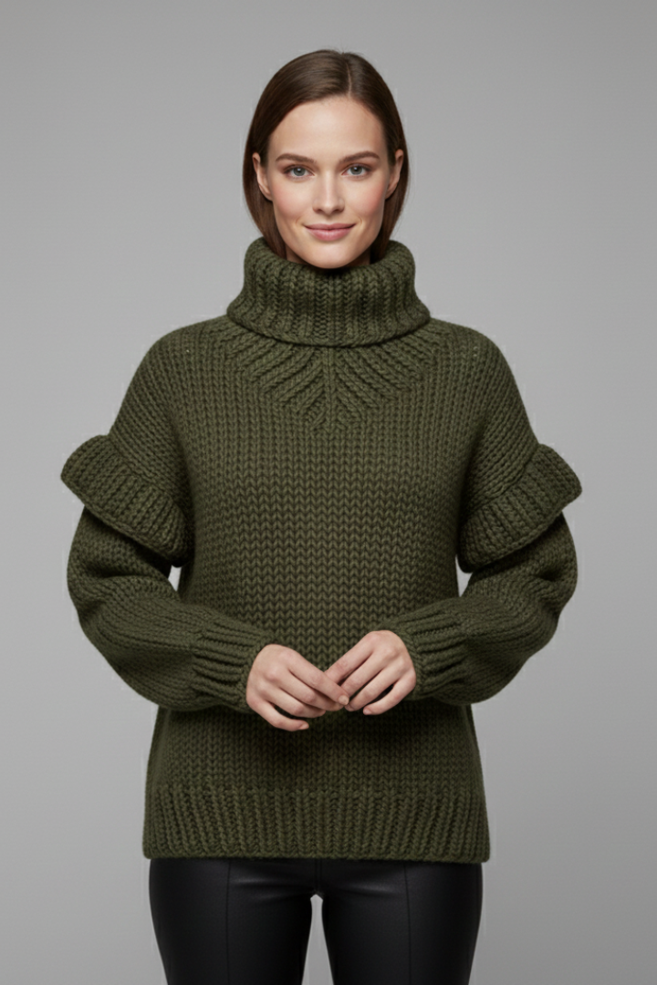 Safielle | Geribde coltrui voor dames – oversized pasvorm, lange mouwen
