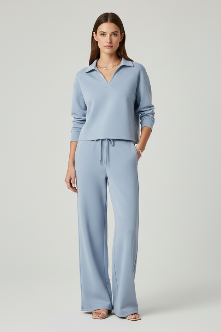 Valerisse | Set voor dames – Top met V-hals & broek met wijde pijpen