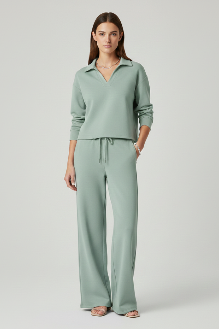 Valerisse | Set voor dames – Top met V-hals & broek met wijde pijpen