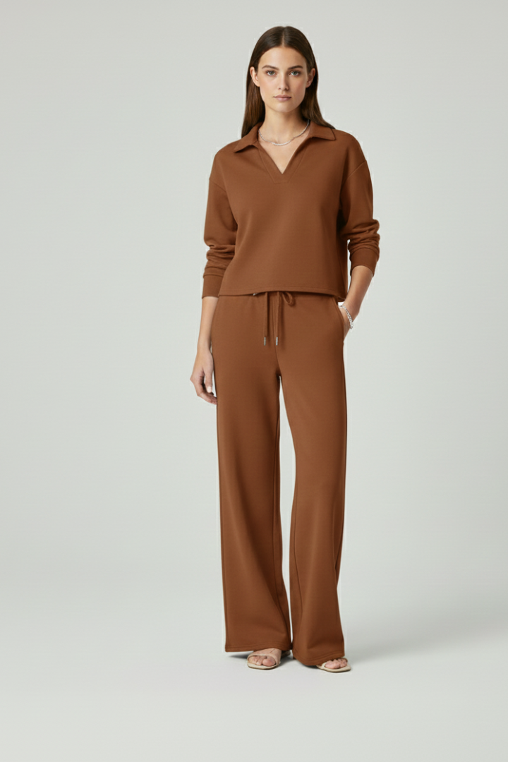 Valerisse | Set voor dames – Top met V-hals & broek met wijde pijpen