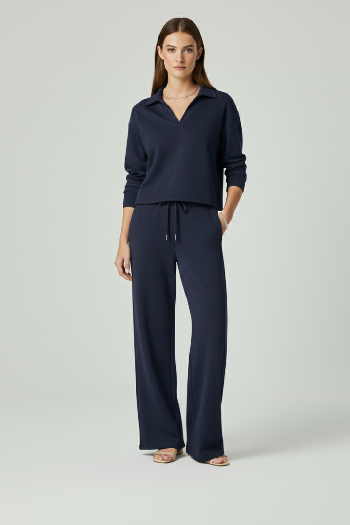 Valerisse | Set voor dames – Top met V-hals & broek met wijde pijpen
