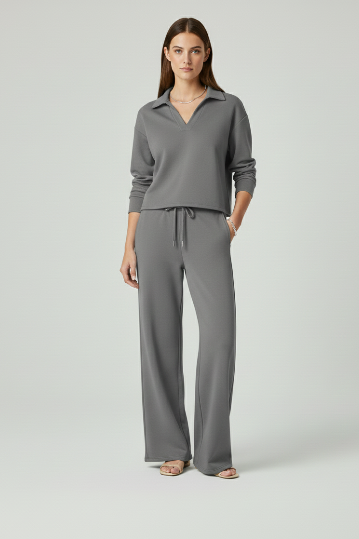 Valerisse | Set voor dames – Top met V-hals & broek met wijde pijpen