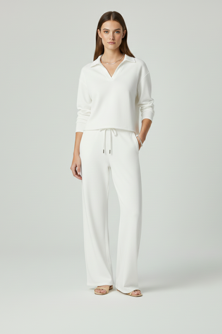 Valerisse | Set voor dames – Top met V-hals & broek met wijde pijpen