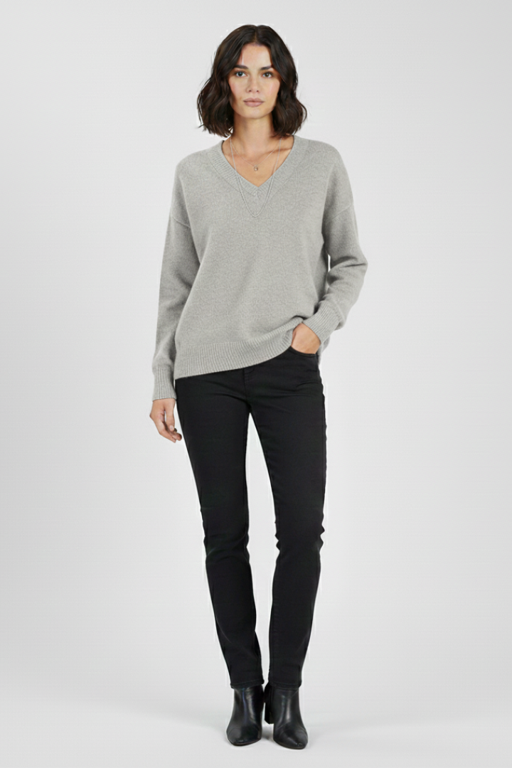 Mirelia | Dames V-Hals Trui – Gebreide Pullover met Lange Mouwen