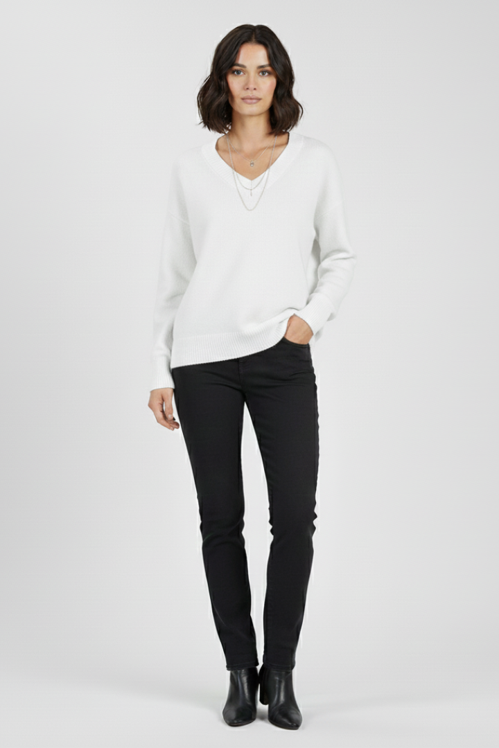 Mirelia | Dames V-Hals Trui – Gebreide Pullover met Lange Mouwen