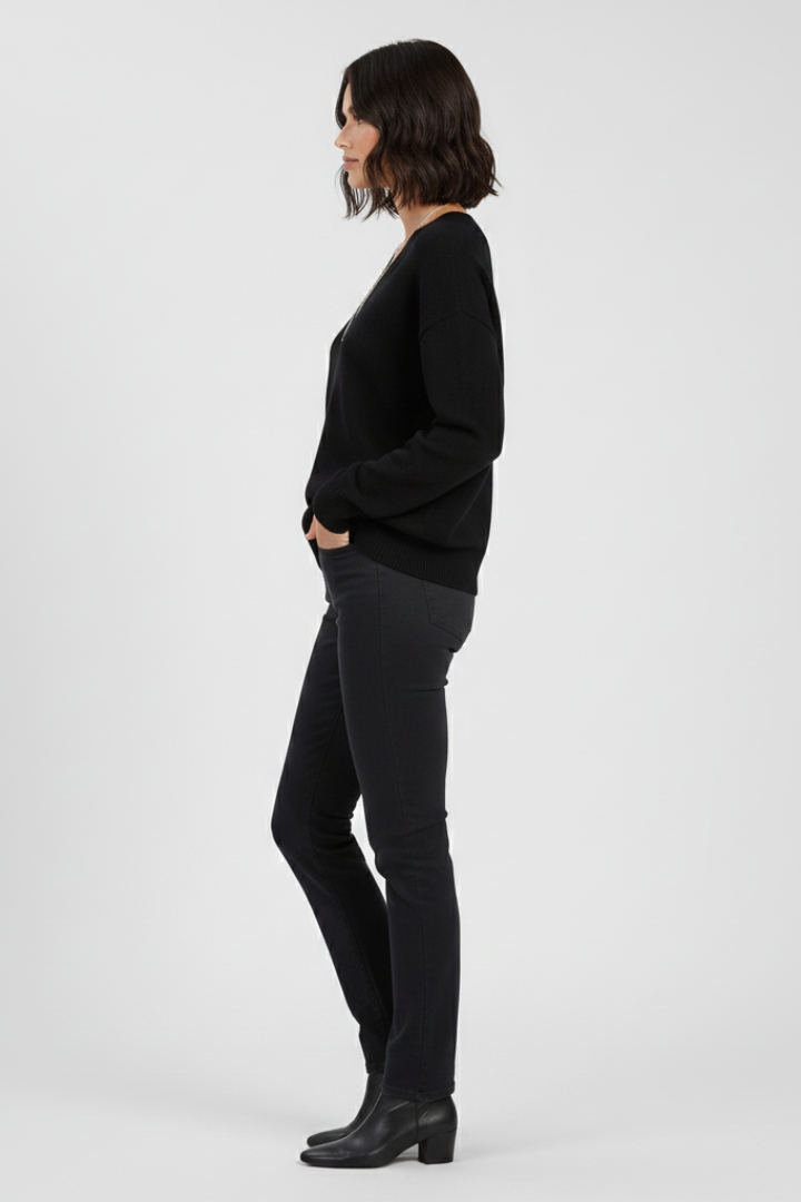 Mirelia | Dames V-Hals Trui – Gebreide Pullover met Lange Mouwen