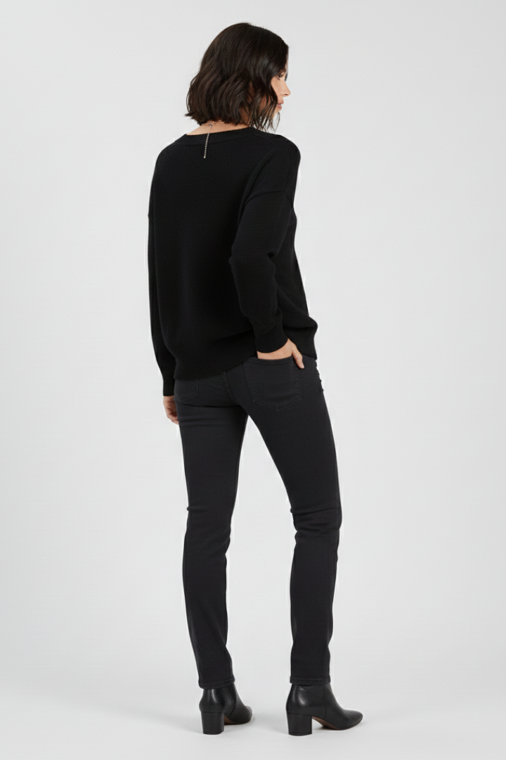 Mirelia | Dames V-Hals Trui – Gebreide Pullover met Lange Mouwen
