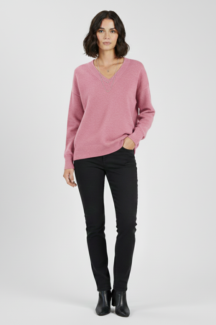 Mirelia | Dames V-Hals Trui – Gebreide Pullover met Lange Mouwen