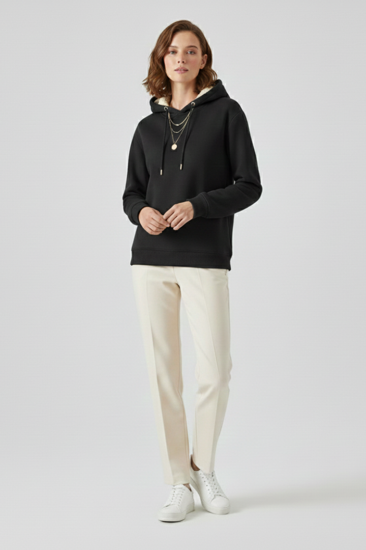 Faevella | Dames Hoodie met Sherpa-voering – Warme Pullover Sweater