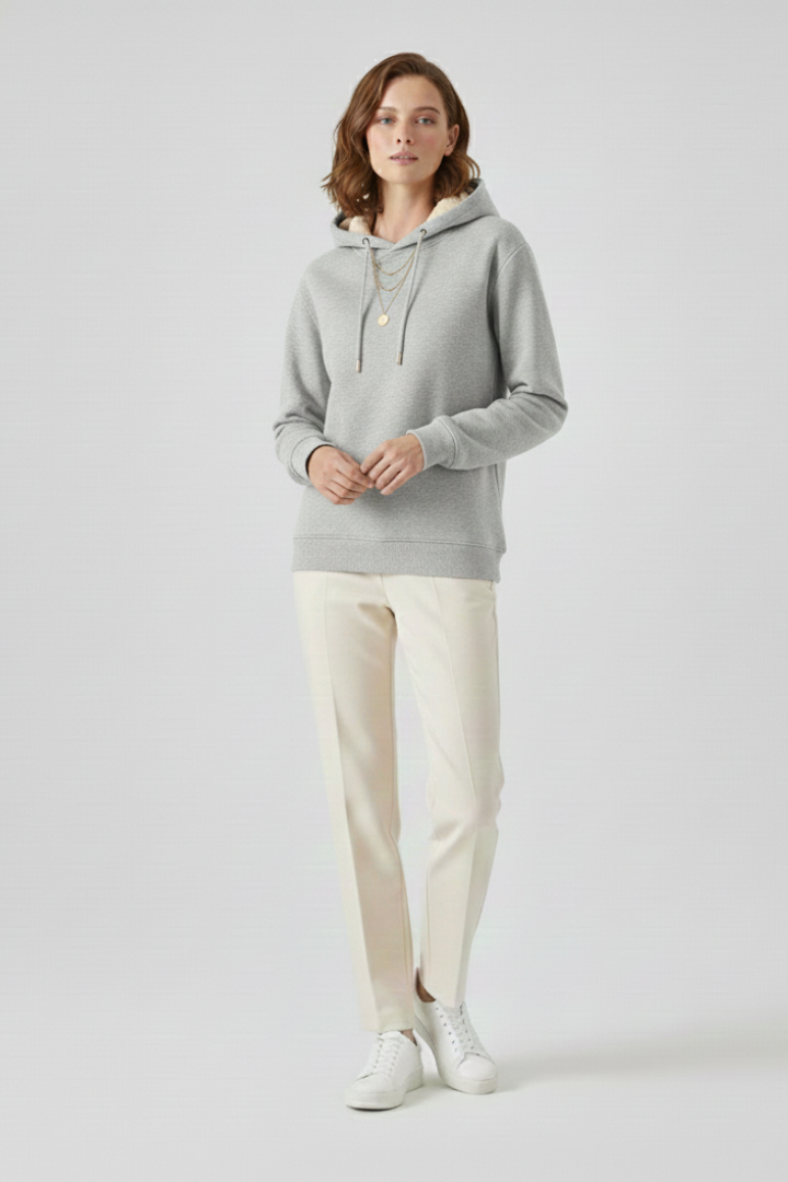 Faevella | Dames Hoodie met Sherpa-voering – Warme Pullover Sweater