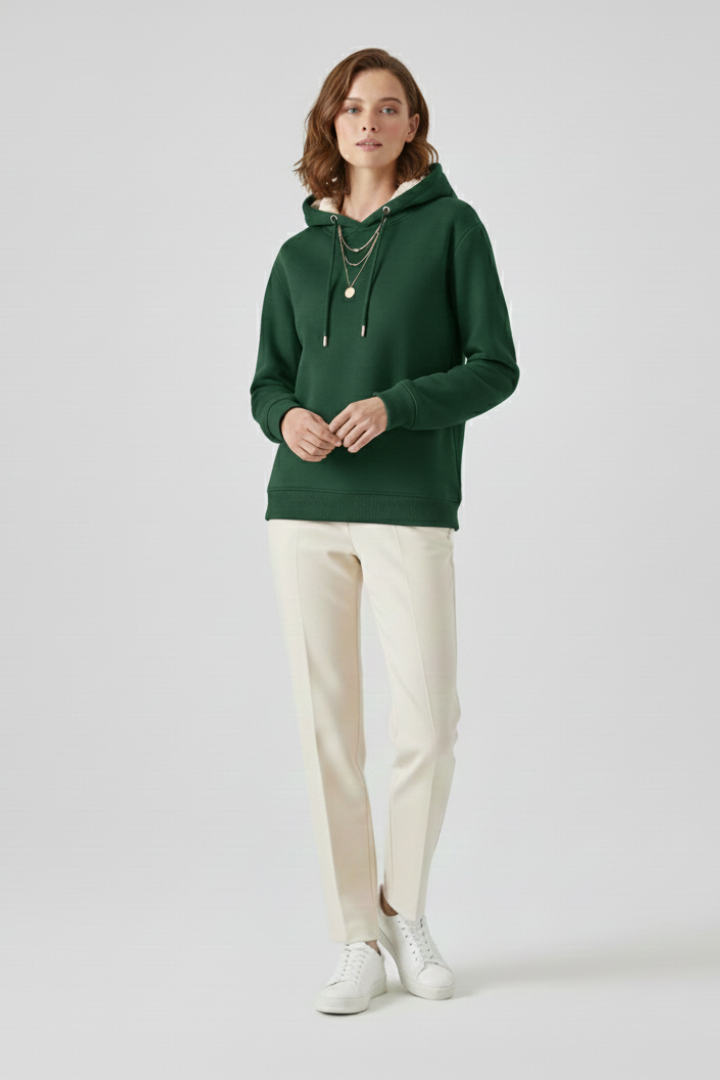 Faevella | Dames Hoodie met Sherpa-voering – Warme Pullover Sweater