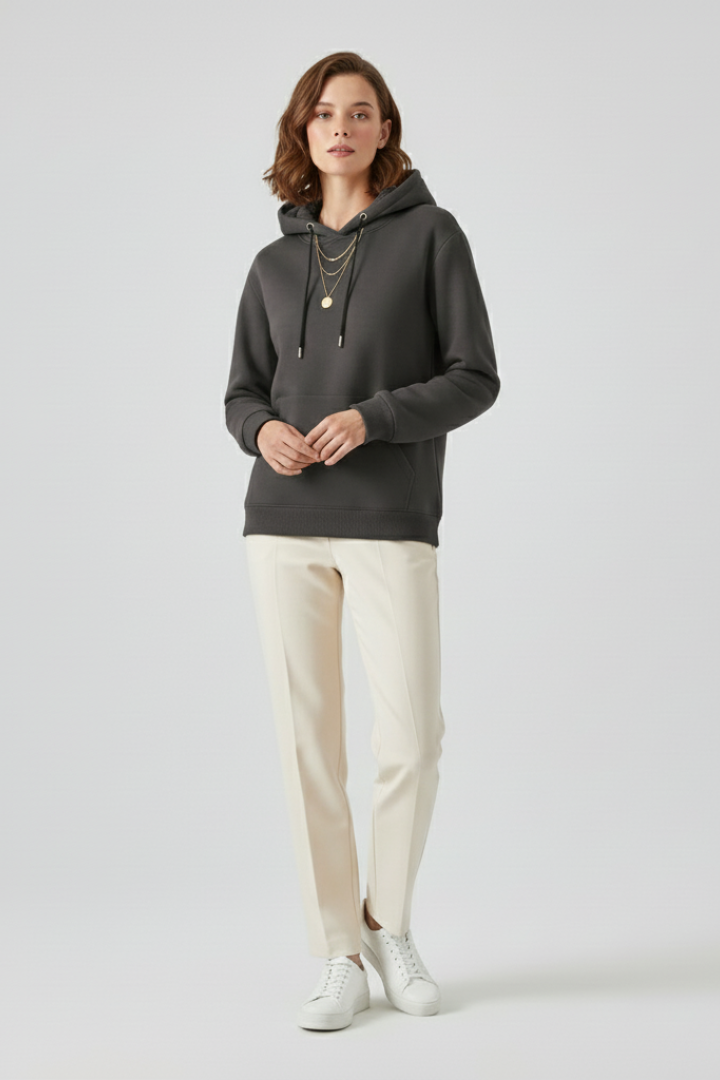 Faevella | Dames Hoodie met Sherpa-voering – Warme Pullover Sweater