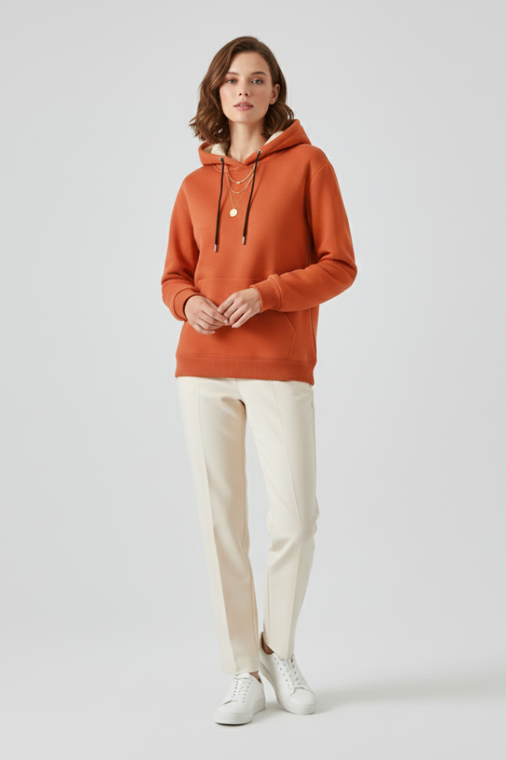 Faevella | Dames Hoodie met Sherpa-voering – Warme Pullover Sweater