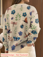 Myvella | Dames Trui met Lange Mouwen, Bloemen- en Insectenprint, Lente Casual Top