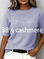 Idaline | Dames T-shirt met Korte Mouwen – Zachte Cashmere Look, Comfortabele Elegante Basic Top