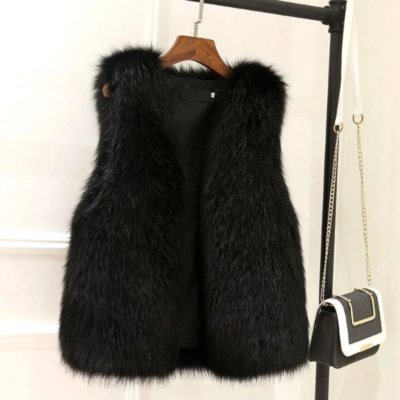 Joella | Damesimitatiebontvest met Warme Voering – Elegante Bontlook voor Koude Dagen
