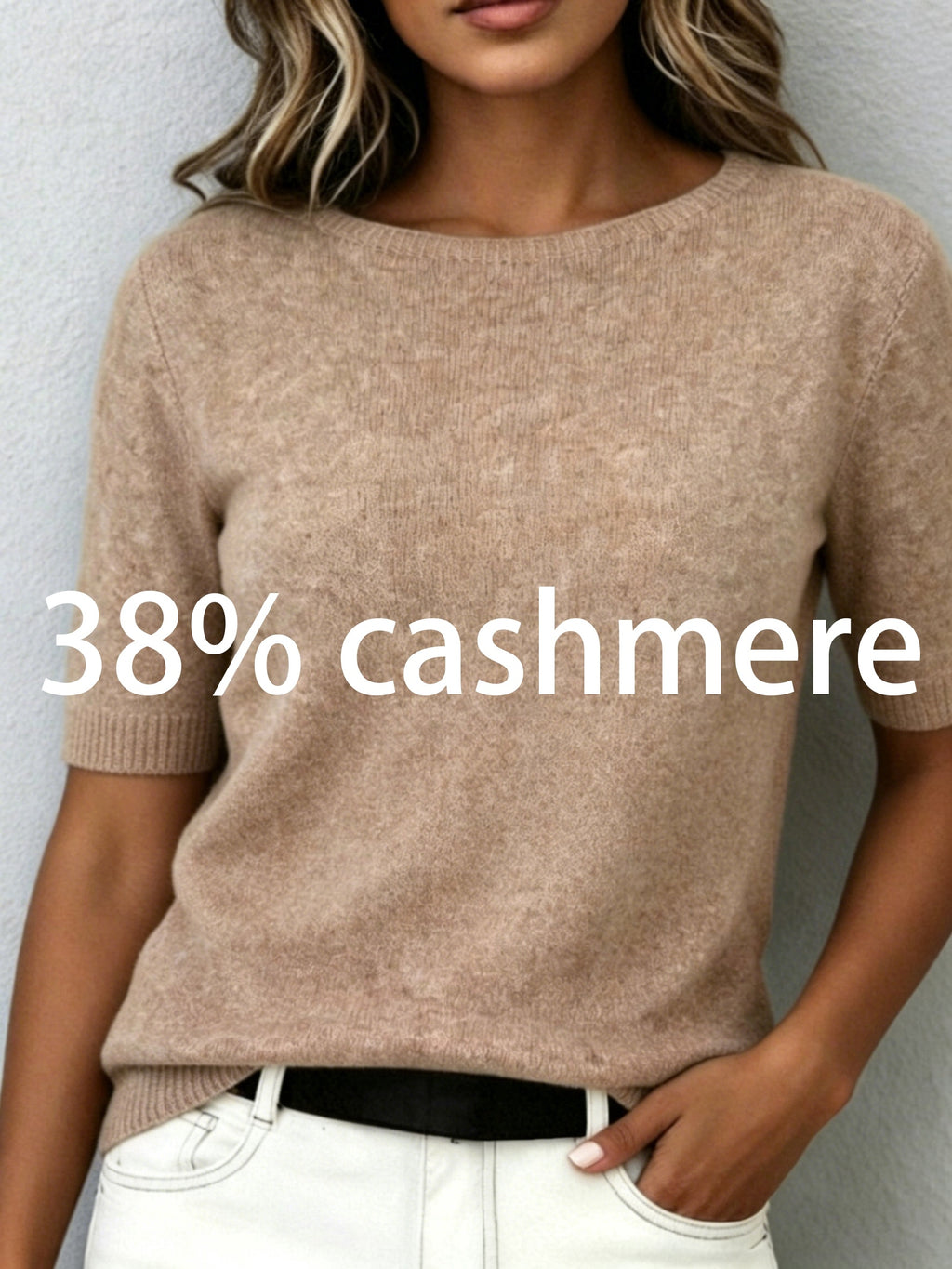 Idaline | Dames T-shirt met Korte Mouwen – Zachte Cashmere Look, Comfortabele Elegante Basic Top