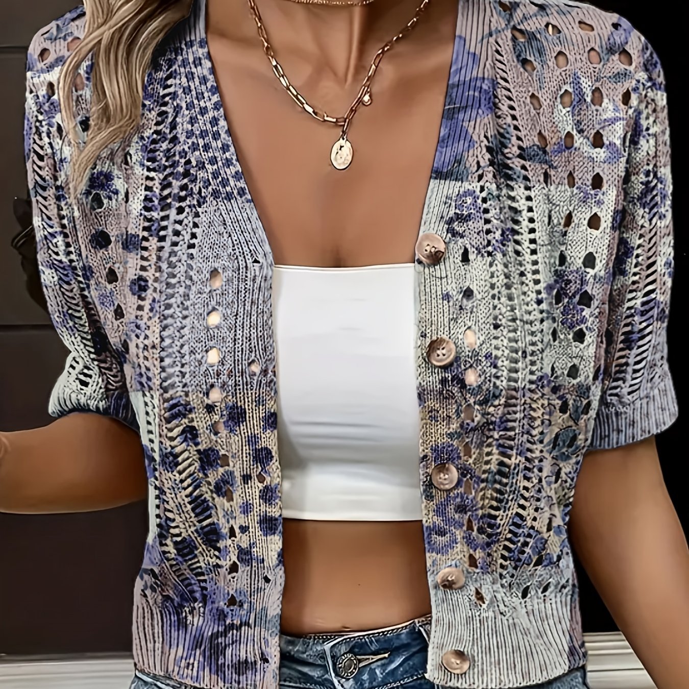 Oceira | Dames Boho Crochet Cardigan – Lichtgewicht Zomerse Trui, Open Voorzijde
