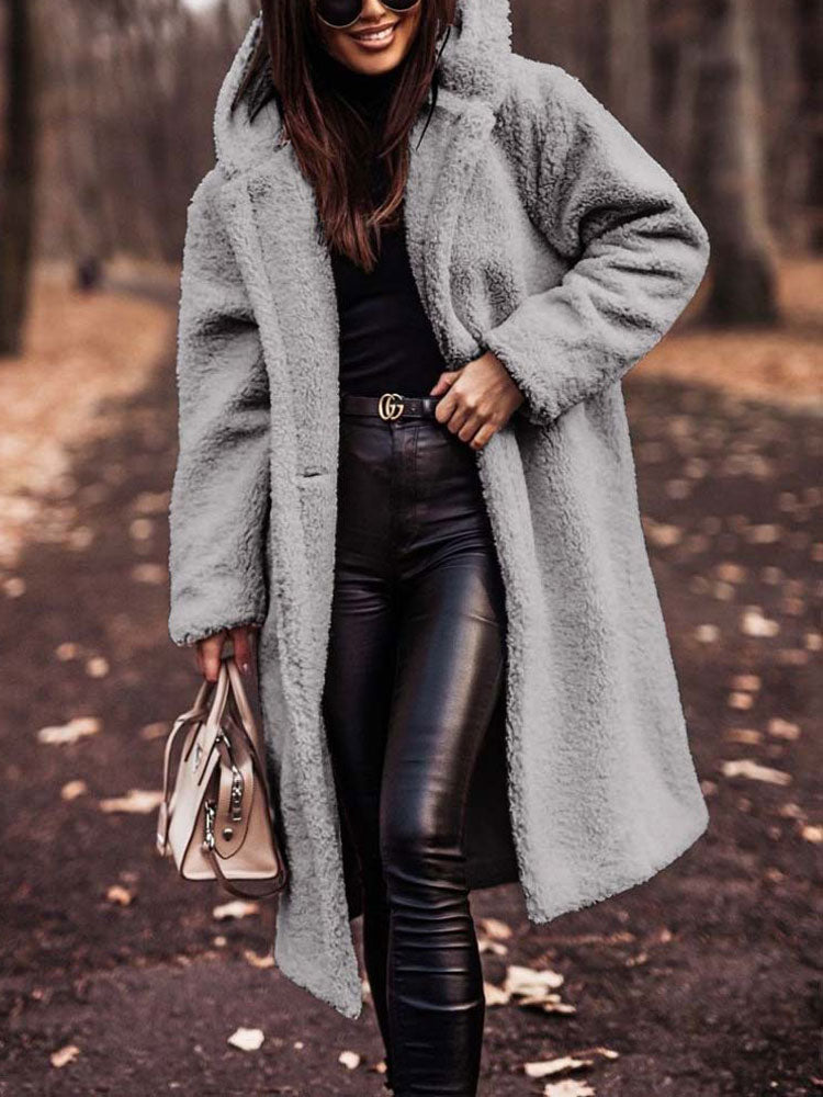 Aafke | Oversized Teddy Jas Dames – Pluche Imitatiebont, Longline Winterjas