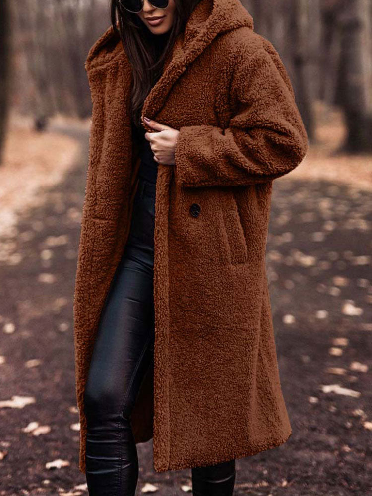 Aafke | Oversized Teddy Jas Dames – Pluche Imitatiebont, Longline Winterjas