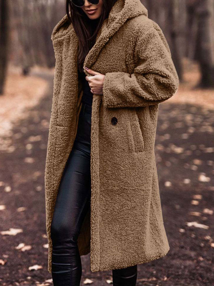 Aafke | Oversized Teddy Jas Dames – Pluche Imitatiebont, Longline Winterjas