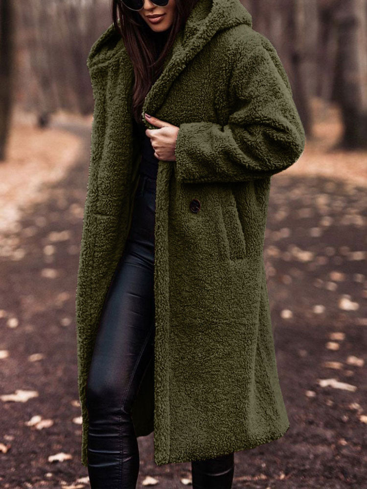 Aafke | Oversized Teddy Jas Dames – Pluche Imitatiebont, Longline Winterjas