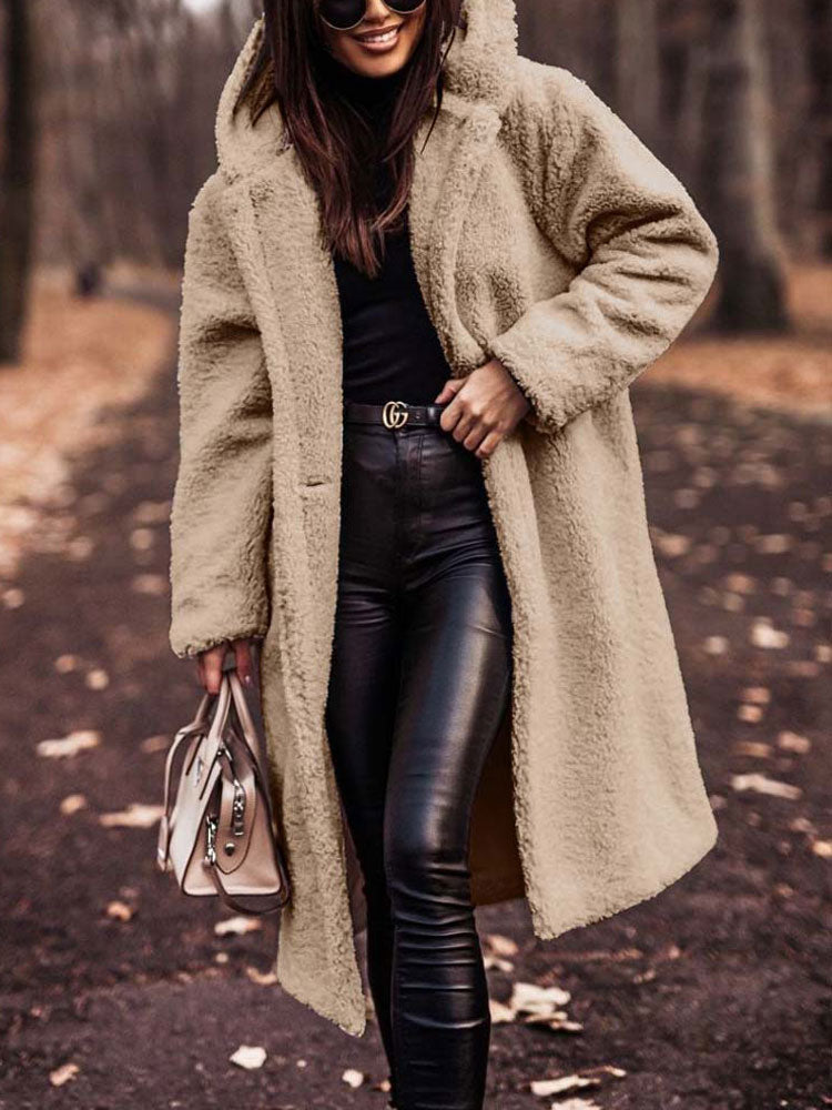 Aafke | Oversized Teddy Jas Dames – Pluche Imitatiebont, Longline Winterjas