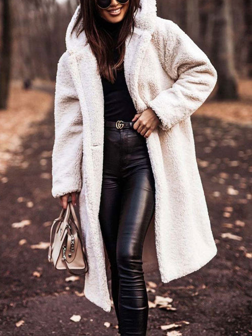 Aafke | Oversized Teddy Jas Dames – Pluche Imitatiebont, Longline Winterjas
