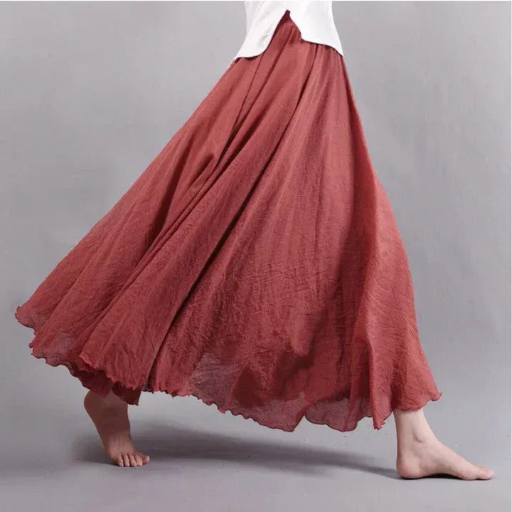 Uzenia | Maxirok met hoge taille voor dames – zwierige lange rok met gerafelde zoom