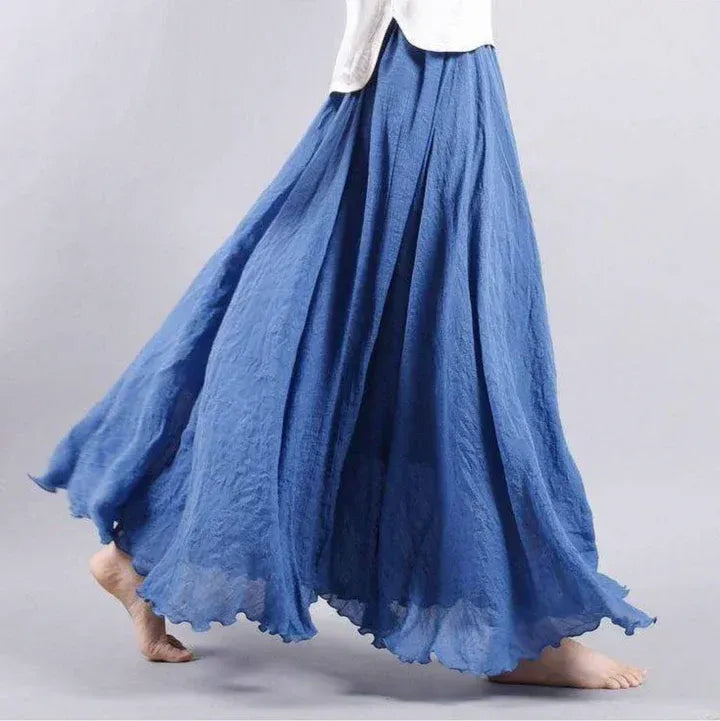 Uzenia | Maxirok met hoge taille voor dames – zwierige lange rok met gerafelde zoom