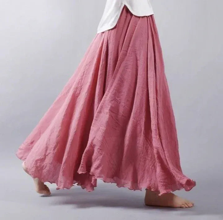 Uzenia | Maxirok met hoge taille voor dames – zwierige lange rok met gerafelde zoom