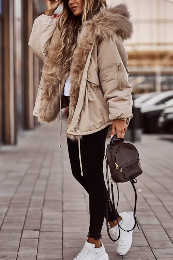 Elisia | Dames Winterjas met Capuchon – Lange Parka met Imitatiebont, Winddicht & Warm