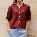 Roelina | Gebreid Vest Dames met Korte Mouwen – Lichtgewicht Cardigan