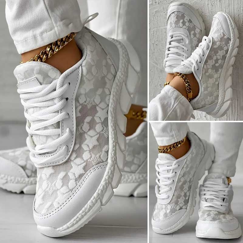 AirStep | Dames Ademende Mesh Sneakers – Ronde Neus, Vetersluiting, Lichtgewicht