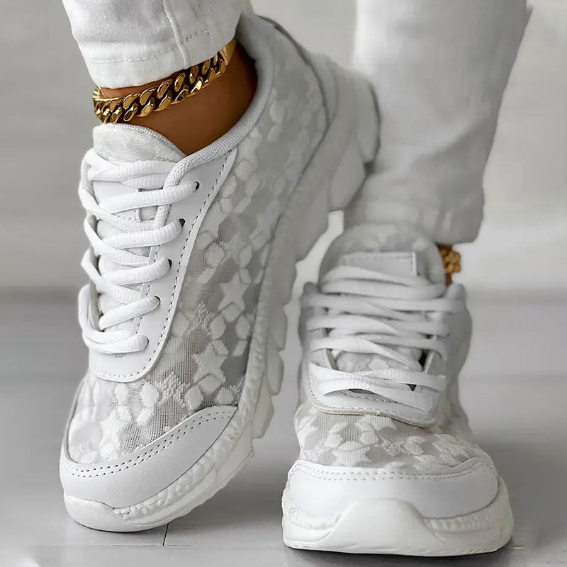 AirStep | Dames Ademende Mesh Sneakers – Ronde Neus, Vetersluiting, Lichtgewicht