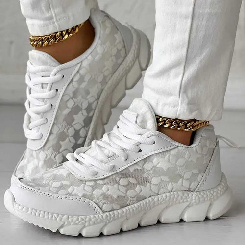 AirStep | Dames Ademende Mesh Sneakers – Ronde Neus, Vetersluiting, Lichtgewicht