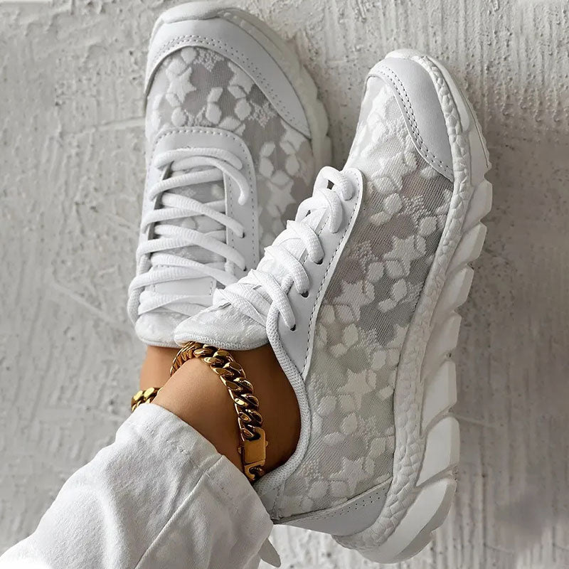 AirStep | Dames Ademende Mesh Sneakers – Ronde Neus, Vetersluiting, Lichtgewicht