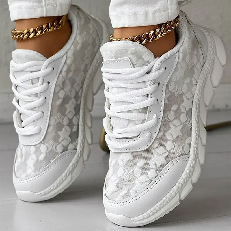 AirStep | Dames Ademende Mesh Sneakers – Ronde Neus, Vetersluiting, Lichtgewicht