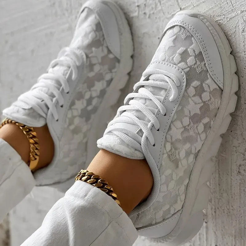 AirStep | Dames Ademende Mesh Sneakers – Ronde Neus, Vetersluiting, Lichtgewicht