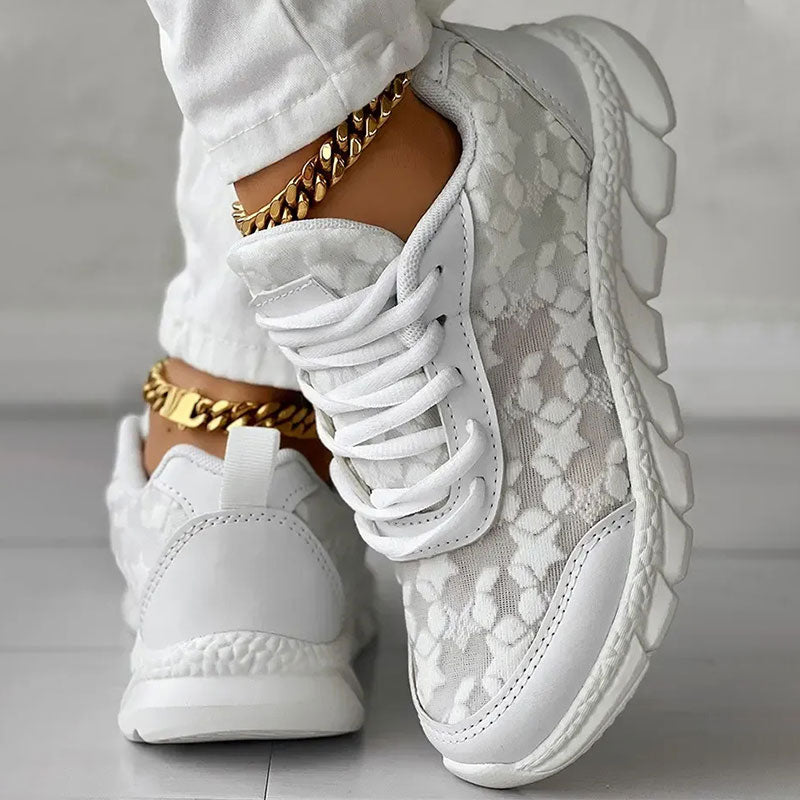 AirStep | Dames Ademende Mesh Sneakers – Ronde Neus, Vetersluiting, Lichtgewicht