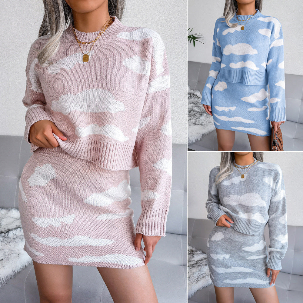 Inessa | Cloud Knit-set voor dames, bestaande uit een trui met lange mouwen en een minirok