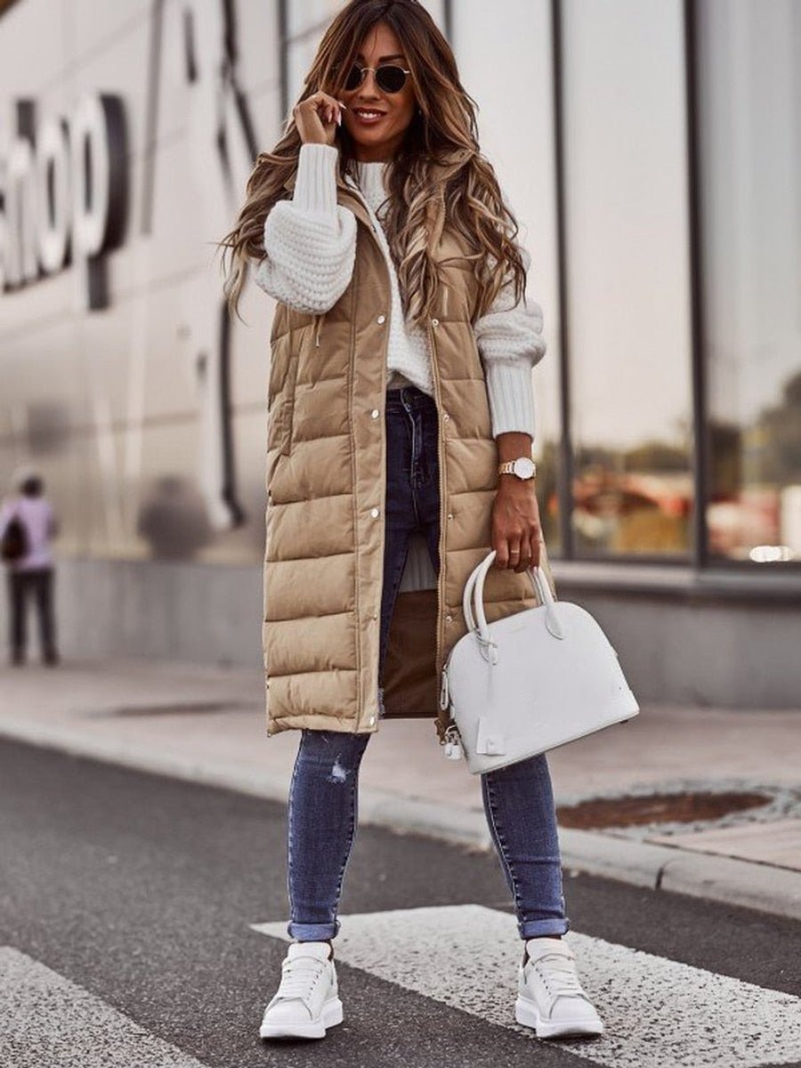 Isel | Gewatteerd damesvest met capuchon – Mouwloos wintervest
