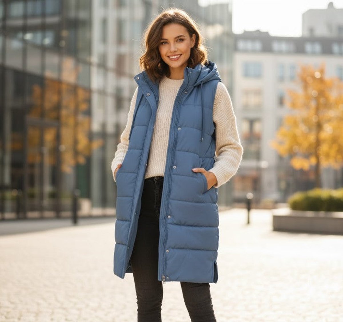 Isel | Gewatteerd damesvest met capuchon – Mouwloos wintervest