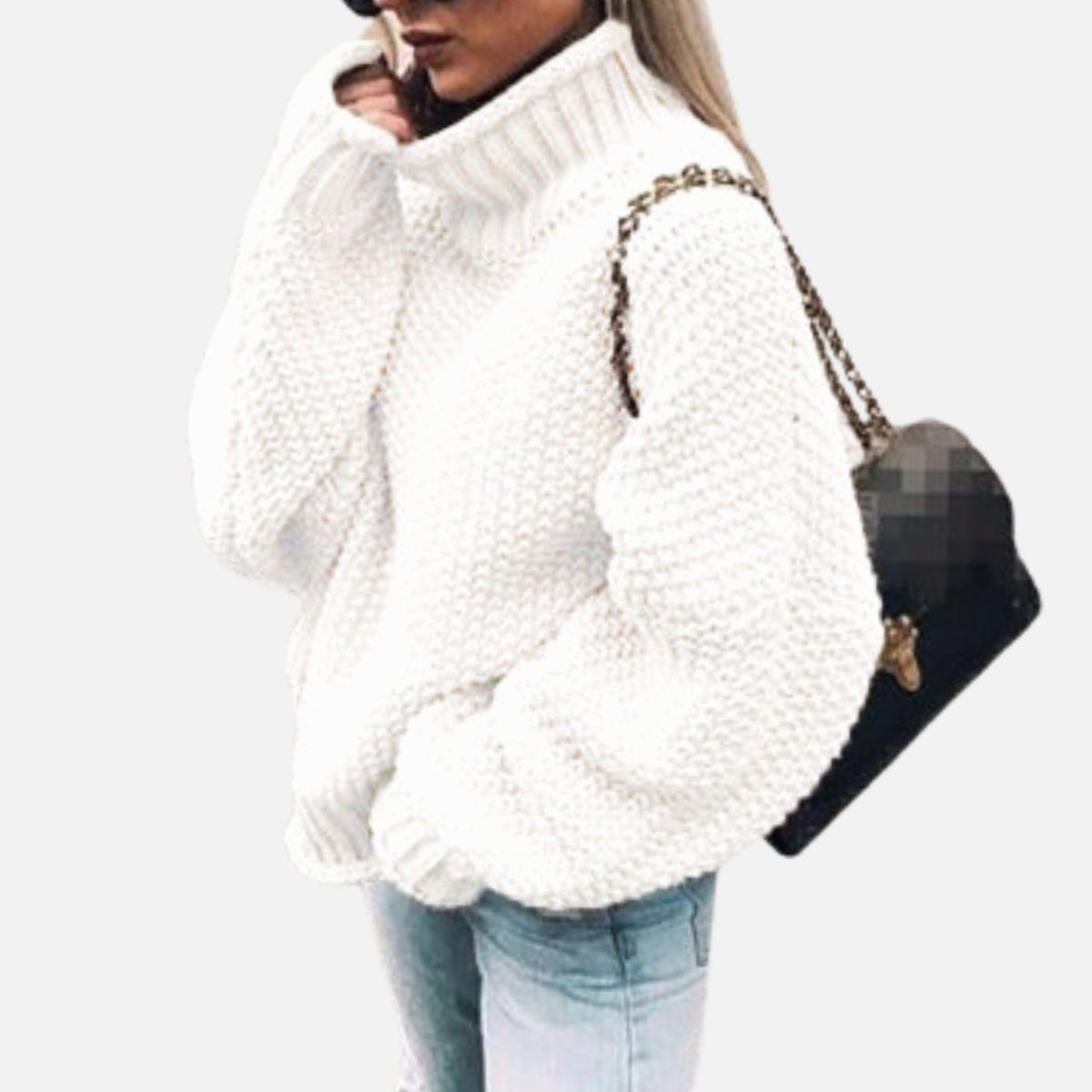 Aenne | Oversized, grofgebreide coltrui voor dames – Gezellige pullover met hoge hals