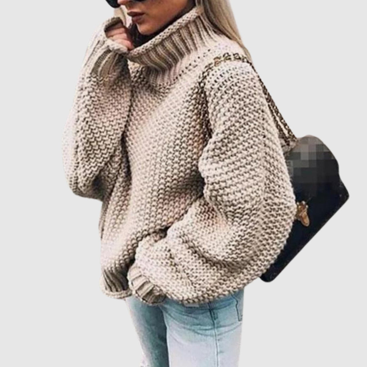 Aenne | Oversized, grofgebreide coltrui voor dames – Gezellige pullover met hoge hals