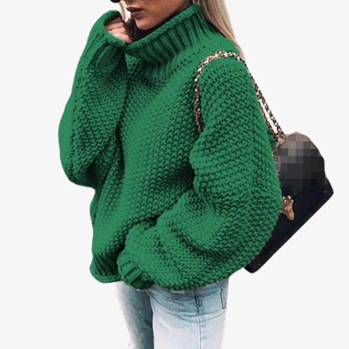 Aenne | Oversized, grofgebreide coltrui voor dames – Gezellige pullover met hoge hals